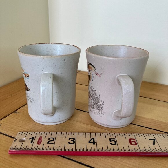 Duck Theme Northcraft Korea Coffee Mugs Vintage Set of 2 Merganser & Teal Ducks - Picture 7 of 10